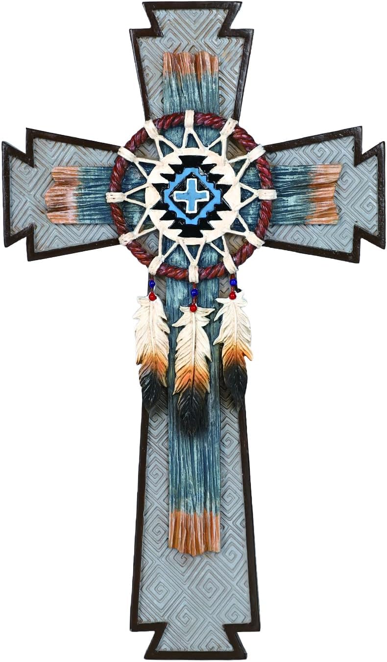 TALPGOD Dream Catcher Wall Cross with Feather for Southwestern Native American Decor,Western Wall Art Indian Decorations for Home,Dreamcatcher Native American Gifts Atrapasueños para Dormitorio - Image 1